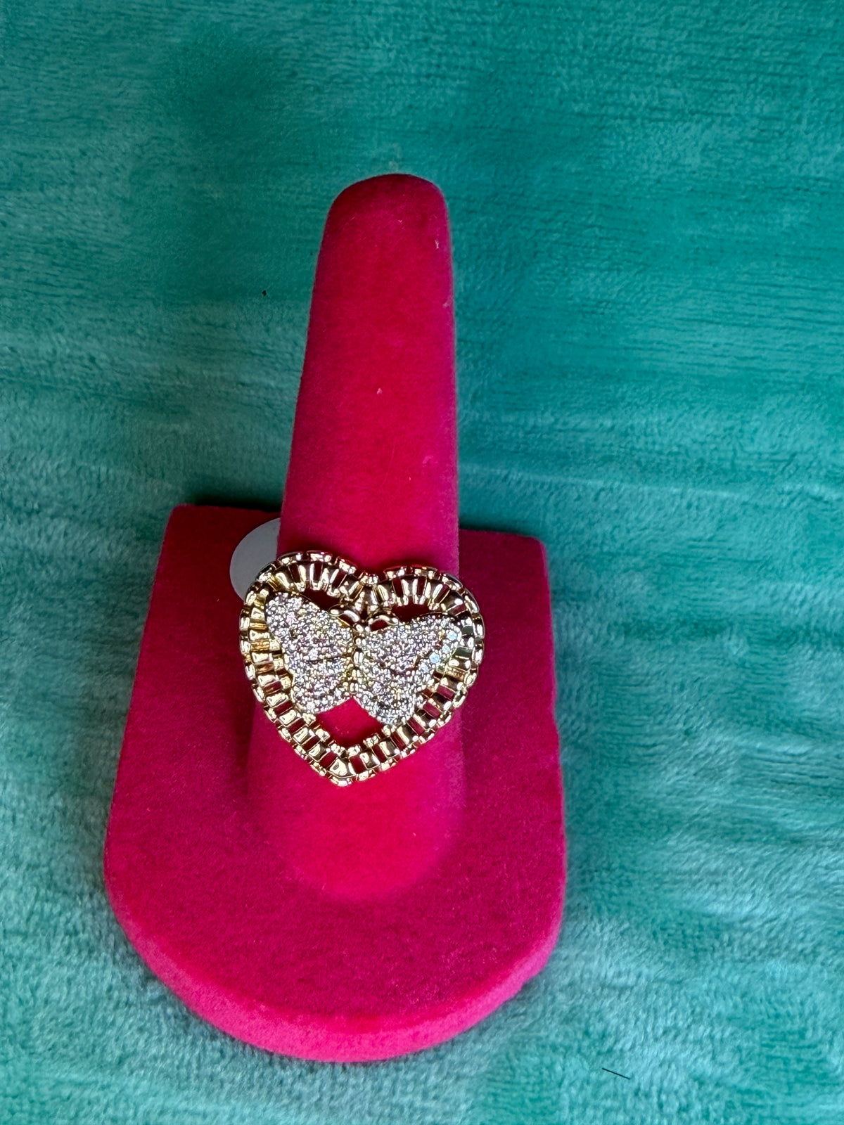 🦋 Crystal Butterfly Heart Ring